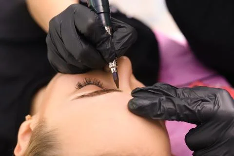Permanent make up on eyebrows. Stock Photos