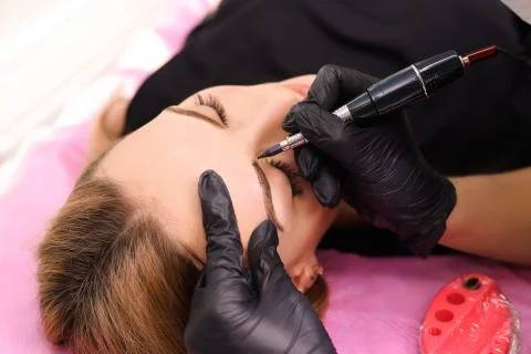 Permanent make up on eyebrows. Stock Photos