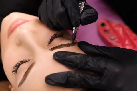 Permanent make up on eyebrows. Stock Photos