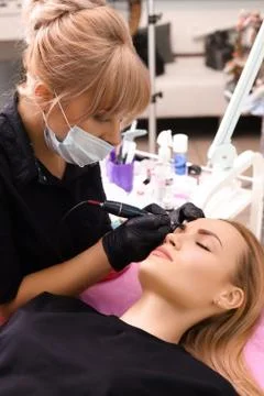 Permanent make up on eyebrows. Stock Photos