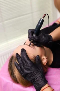 Permanent make up on eyebrows. Stock Photos