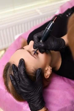 Permanent make up on eyebrows. Stock Photos