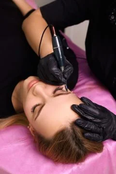 Permanent make up on eyebrows. Stock Photos