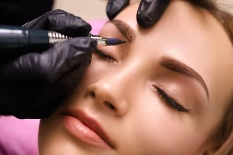 Permanent make up on eyebrows. Stock Photos