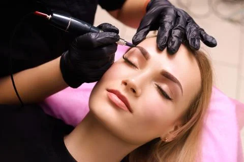 Permanent make up on eyebrows. Stock Photos