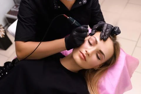 Permanent make up on eyebrows. Stock Photos