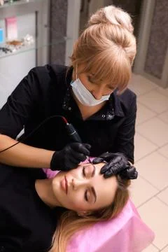 Permanent make up on eyebrows. Stock Photos