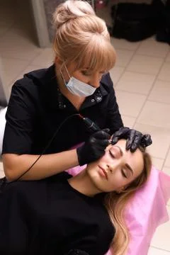 Permanent make up on eyebrows. Stock Photos