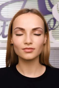 Permanent make up on eyebrows. Stock Photos
