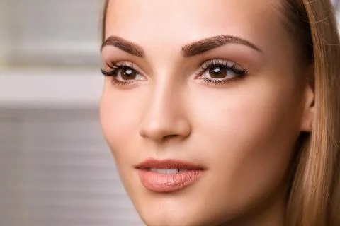 Permanent make up on eyebrows. Stock Photos