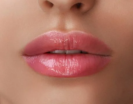 Permanent Make-up on her Lips. Stock Photos