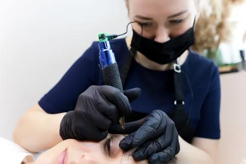 Permanent make-up master Stock Photos