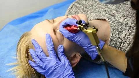 Permanent make-up tattoo Stock Footage