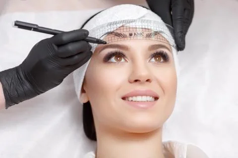 Permanent makeup eyebrows Stock Photos