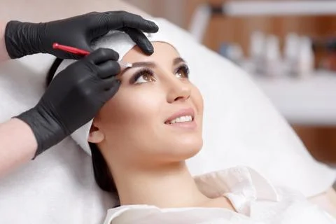 Permanent makeup eyebrows Stock Photos