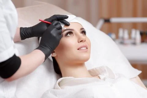 Permanent makeup eyebrows 스톡 사진
