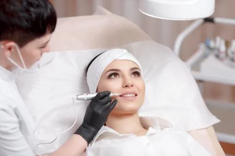 Permanent makeup lips Stock-Fotos