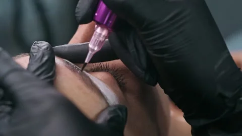 Permanent Makeup Machine Tattooing Eyebrow 스톡 동영상 343747705