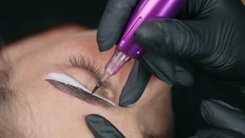 Permanent Makeup Needle Close Up Video stock 343748010