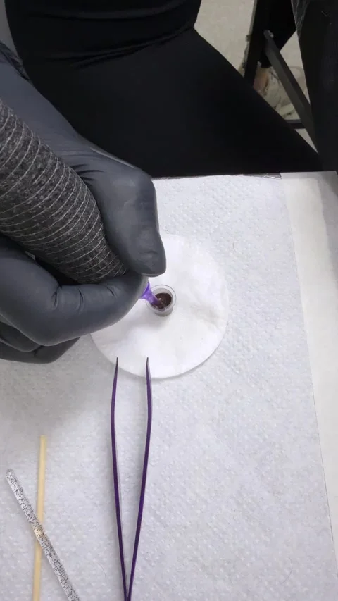 Permanent Makeup Pigment Dipping Process Stock Footage 324516808