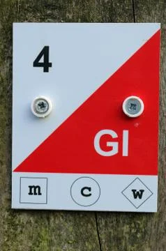 Permanent orienterering course control point marker Stock Photos