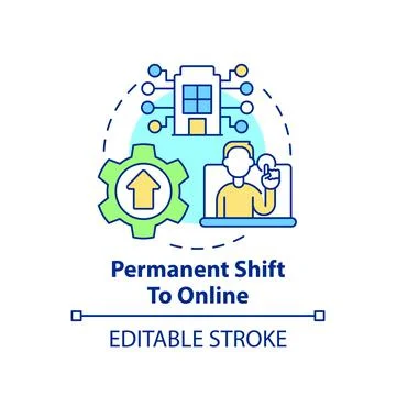 Permanent shift to online concept icon Stock Illustration