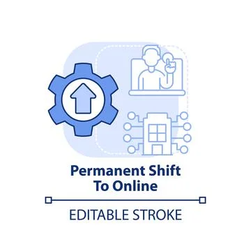 Permanent shift to online light blue concept icon Stock Illustration
