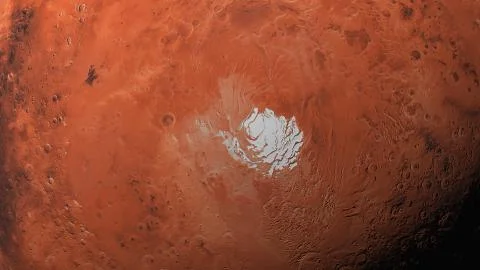Permanent south pole ice cap of Mars. Stock Illustration