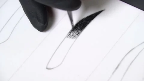 Permanent tattoo master draws eyebrows. Permanent makeup. beauty salon workout Stock Footage 232046380