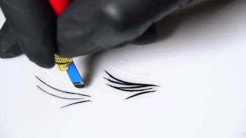 Permanent tattoo master draws eyebrows. Permanent makeup. beauty salon workout Stock Footage 232046381