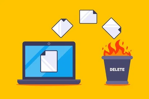 Permanently deleting files from a computer. 스톡 일러스트