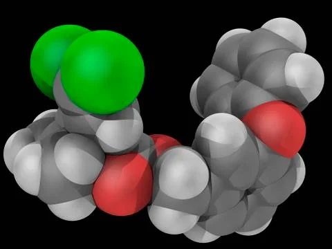 Permethrin insecticide molecule Stock Illustration