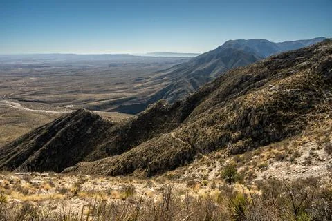 Permian Reef Trail Switchbacks Down The Ridge Toward McKittrick Canyon Stock Photos