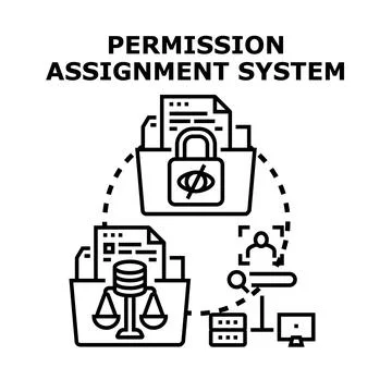 Permission assignment system granting secure file access Stock Illustration