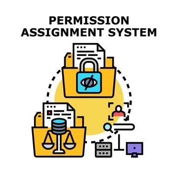 Permission assignment system granting secure file access 스톡 일러스트