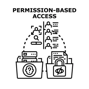 Permission based access controlling digital information security Illustrazione stock