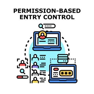 Permission based entry control system digital concept 库存插图