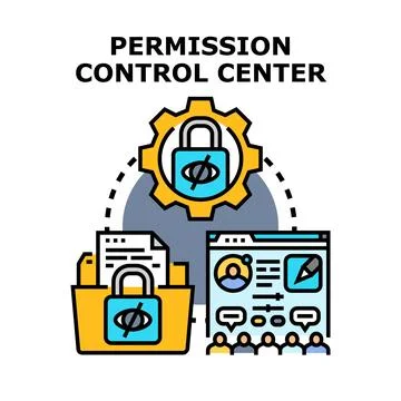Permission control center managing data access and user privacy Stock Illustration