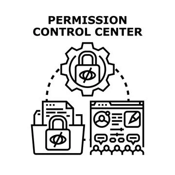 Permission control center managing data access and user privacy Stock Illustration