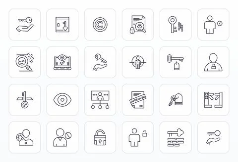 Permission Display Perfect Vector Set with 24 64x64 Bold Line Icons Stock Illustration