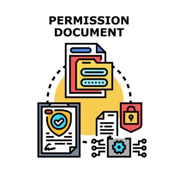 Permission document authorization granting secure access concept イラスト素材