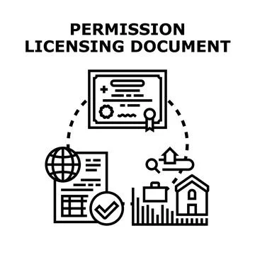 Permission licensing document concept vector illustration Illustrazione stock