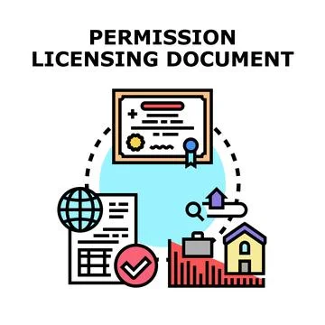 Permission licensing document concept vector illustration Stock Illustration