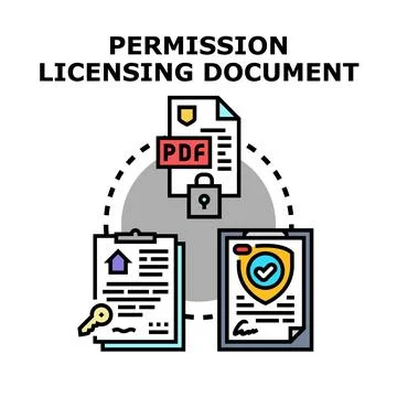 Permission licensing document for property keys security 스톡 일러스트
