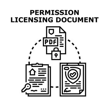 Permission licensing document for property keys security 스톡 일러스트