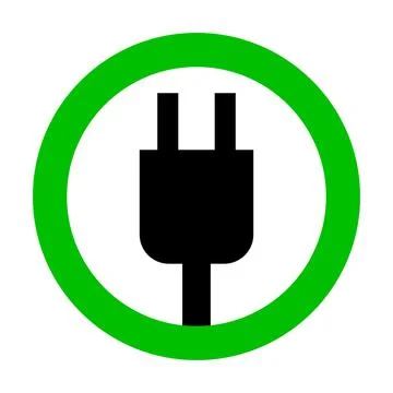 Permission to use electrical outlet. Charging allowed. Silhouette of an ele.. Illustrazione stock