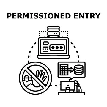 Permissioned entry into digital system access concept Illustrazione stock