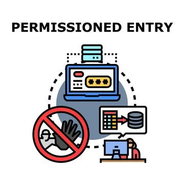 Permissioned entry into digital system access concept Stock Illustration