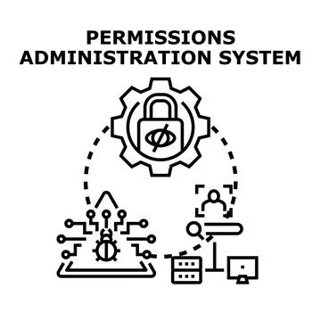 Permissions administration system managing data access security Stockillustratie