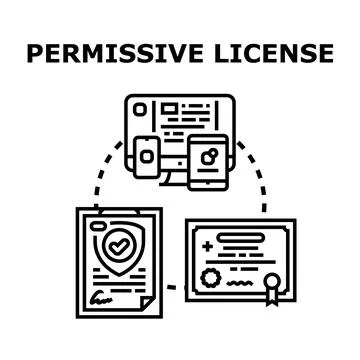 Permissive license allowing broad software and content use Illustrazione stock